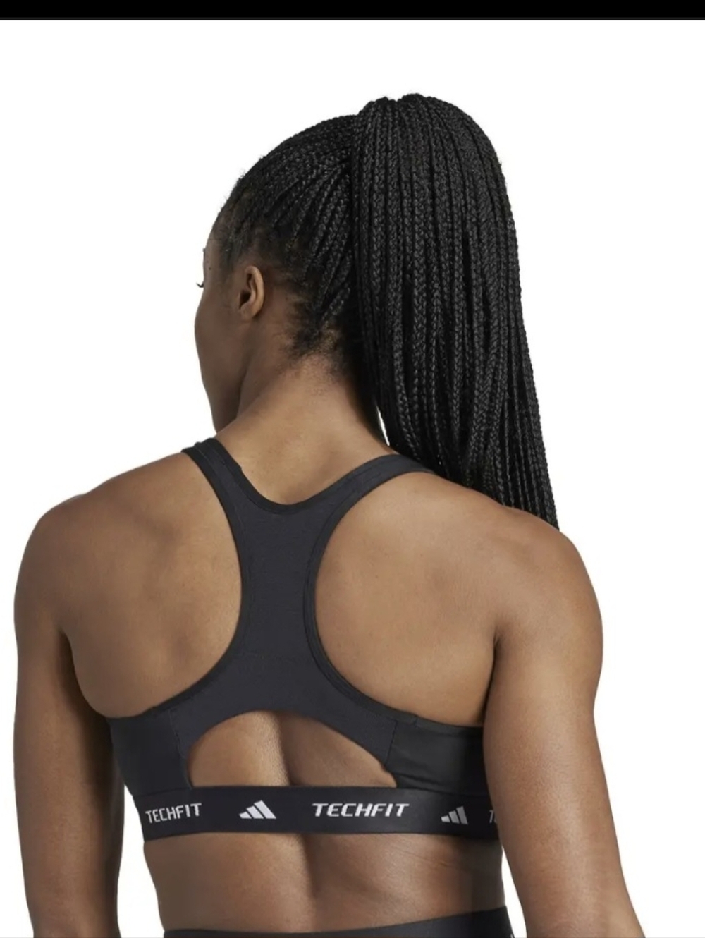 adidas Black Techfit Racerback Sports Bra with Logo Band 36AB - Picture 5 of 6